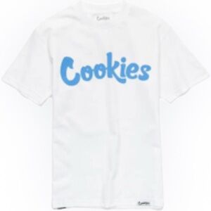 COOKIES | Original logo cream t-shirt with blue cookies print Size Small